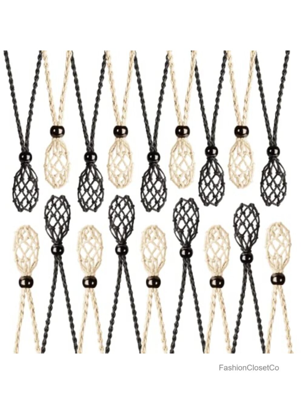 18 Pc Crystal Cage Necklace Cord Empty Stone Holder DIY Adjustable